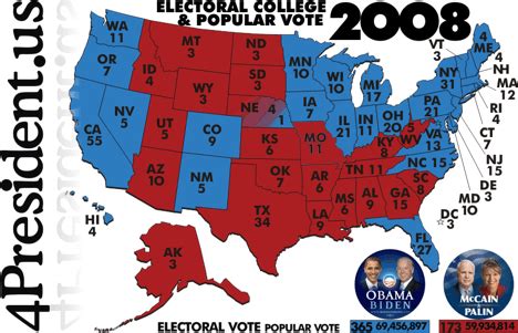 2008 Presidential Campaign Blog: 2008 Electoral College Map