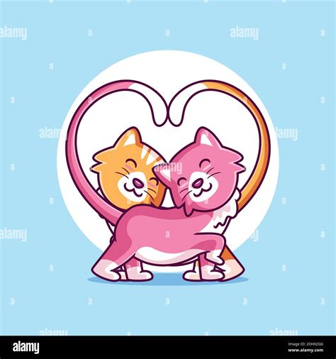 Cute Couple Cat In Love Stock Vector Image And Art Alamy