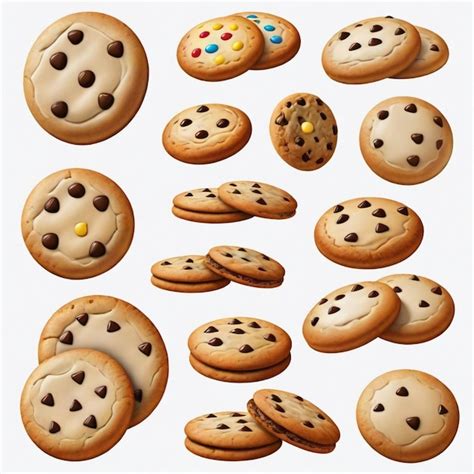 Cookie vector set white background isolated | Premium AI-generated vector