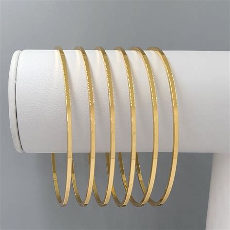 Classic Thin Bangles 18k Gold Filled Jewelry Plain Flat Minimalist