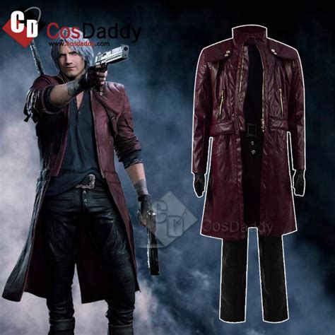 Devil May Cry V 5 DMC 5 Dante Dark Red Leather Jacket Pants Full Set Cosplay Costume