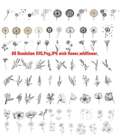 80 Wildflower Svg Bundle Floral Svg Bundle Wildflowers Svg Etsy