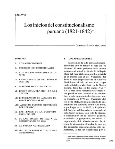 Los Inicios Del Constitucionalismo Peruano 1821