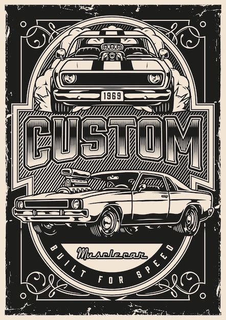 Affiche Vintage Personnalis E De Muscle Cars Vecteur Premium