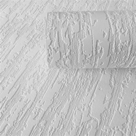 Bark Effect White Blown Vinyl Wallpaper A S Creation