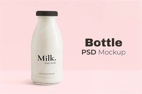 Glass Milk Bottle Mockup Psd With Label Product Packaging Stokverse