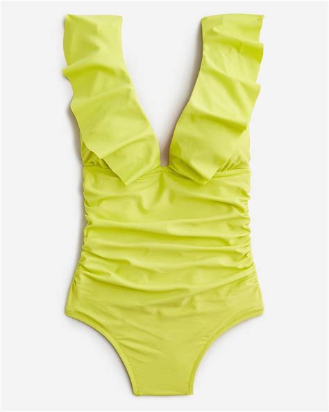 Long Torso Ruched Ruffle One Piece … Curated On Ltk