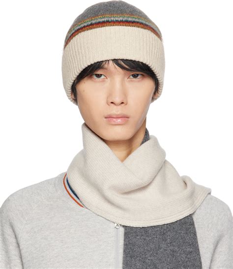 Paul Smith Gray Signature Stripe Beanie Paul Smith