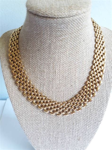 Gold Collar Napier Necklace Gold Tone Link Chain High Fashion Etsy