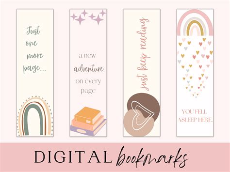 Boho Printable Bookmarks Digital Bookmarks Bookmarks For Adults Book