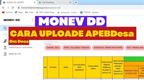 Input Apbdes Monev Dd Om Desa Youtube