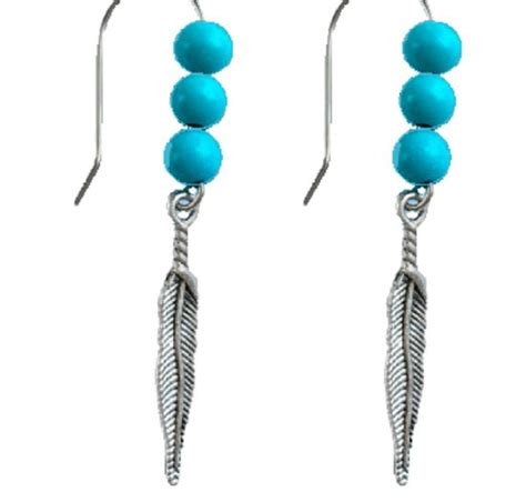 Oorbellen Veertje 3 Turquoise Lange Charme Bijoux Bol