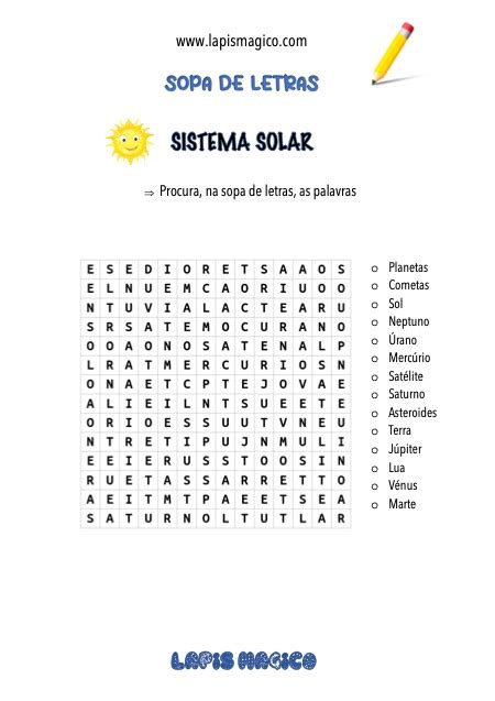 Sopa De Letras Sistema Solar