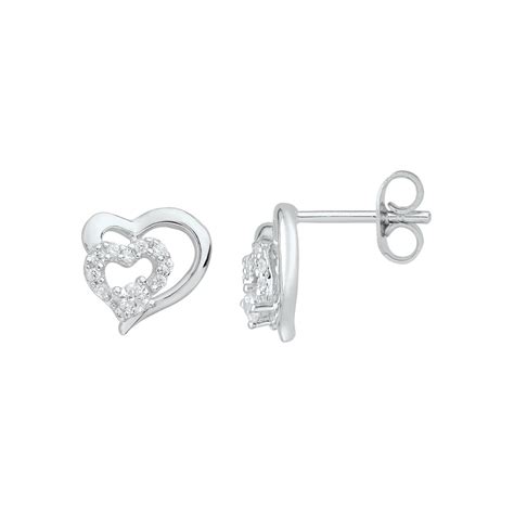 Boucles D Oreilles Puces En Argent Avec Oxyde De Zirconium Blanc The