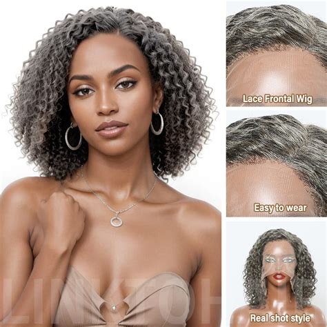 Salt And Pepper Grey Hair Deep Curly Hd 13x4 Lace Front Wig 100 Human