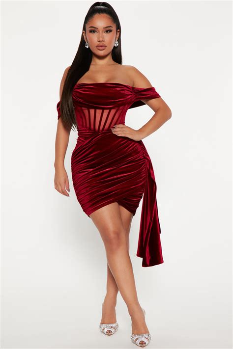 Sincerely Yours Velvet Midi Dress Burgundy Fashion Nova Dresses