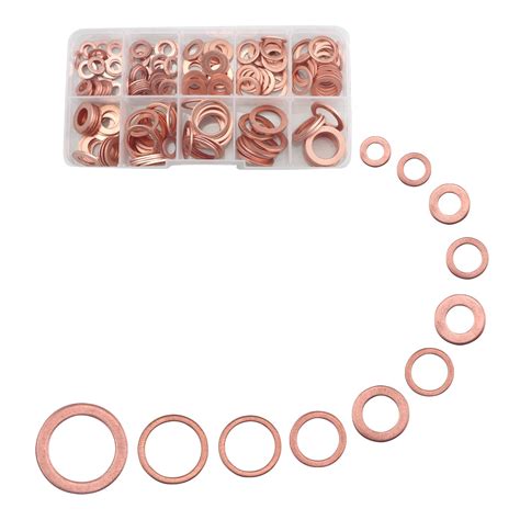 255 Pcs Copper Washers Assorted 11 Sizes Flat Metal Washers Kit For