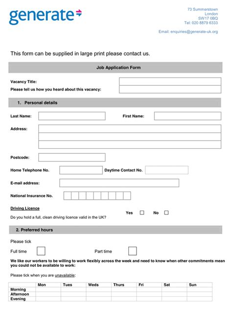 Job Application Form Template In Word And Pdf Formats