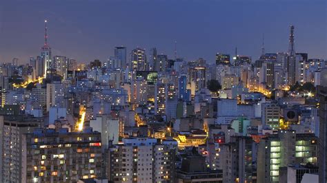 Sao K Paulo Brazil Night Urban City Metropole Building