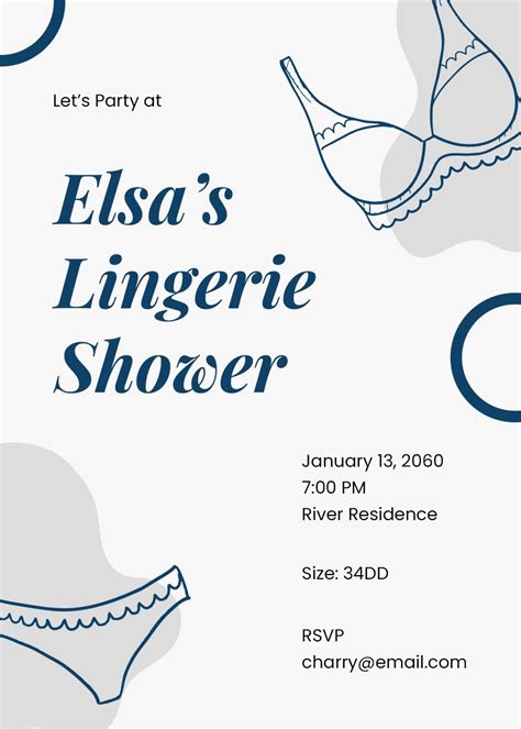 Lingerie Shower Invitations With Sizes