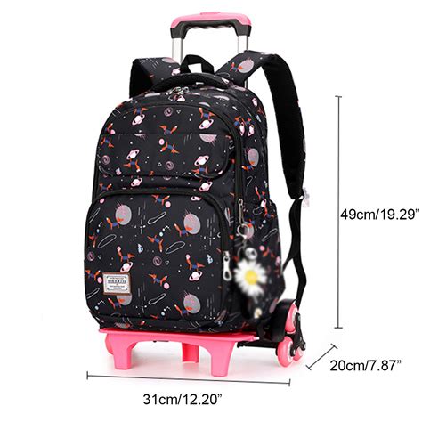 ZIRANYU 2/6 Wheels Kids Travel Trolley Backpack Teenagers Rolling ...