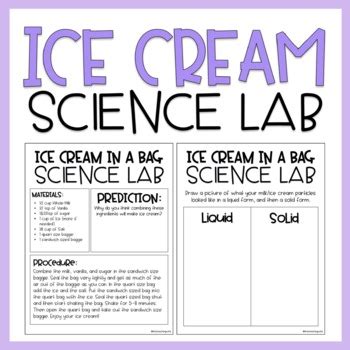 Ice Cream In A Bag Science Lab States Of Matter By The Teaching Wife