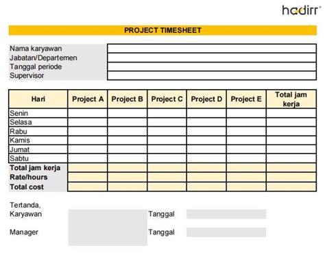 Timesheet Karyawan Manfaat Dan Contoh Template Aplikasi Absensi