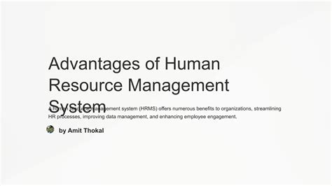 Advantages Of Human Resource Management System Ppt