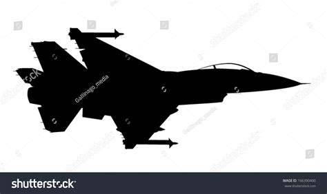 Vector Silhouette Fighter Jet F Flight Stock Vector