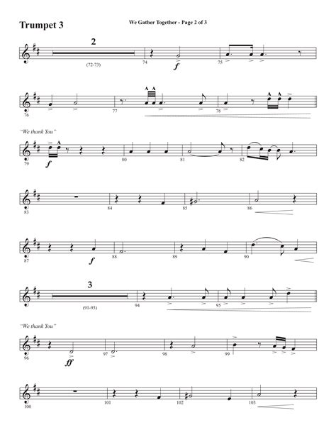 We Gather Together We Thank You Choral Anthem SATB Trumpet Sheet