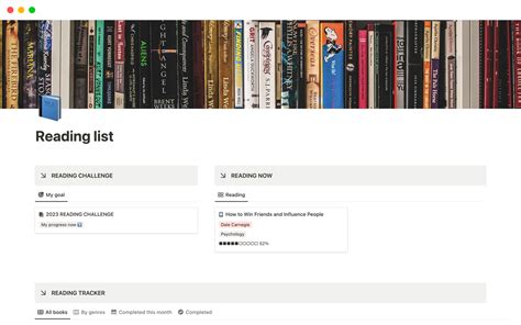 Reading list | Notion Template