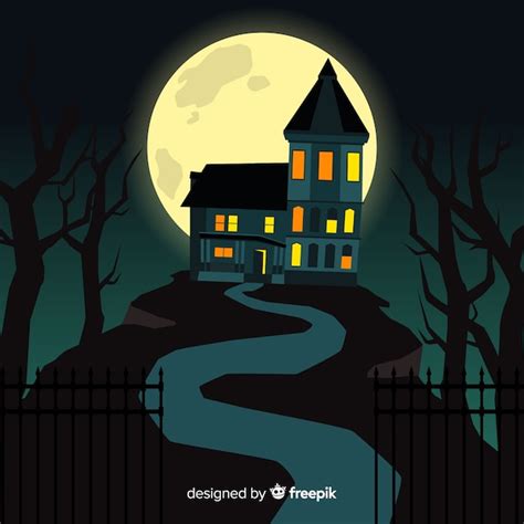 Casa Embrujada De Halloween De Dibujos Animados Vector Gratis