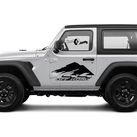 2 New Jeep Wrangler Decal Sticker 4x4 Off Raod Mountains Side Graphics