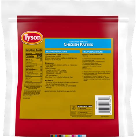 Tyson® Frozen Fully Cooked Breaded Chicken Patties Family Pack, 59.2 oz ...