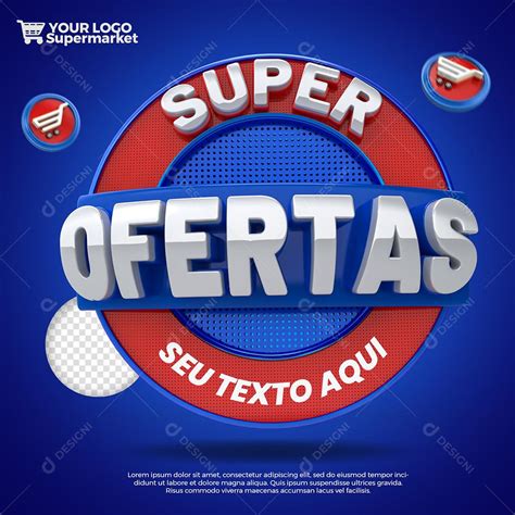 Super Ofertas Selo 3d Azul E Vermelho Para Composição Psd [download