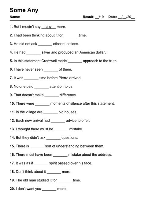 101 Printable Some Any PDF Worksheets With Answers Grammarism