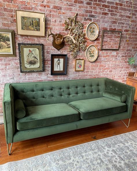 Green Tufted Velvet Sofa