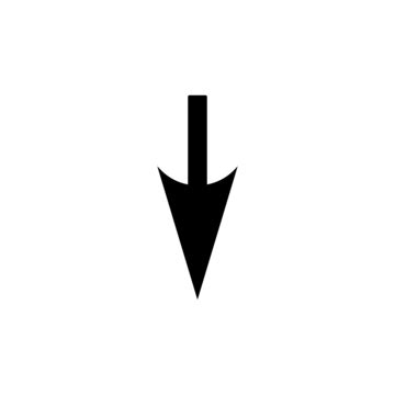 Circular Stamp Icon In Black And White Featuring A Sharp Downward Arrow