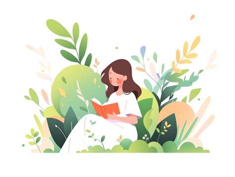 Premium Ai Image A Woman Sitting In The Grass Reading A Book