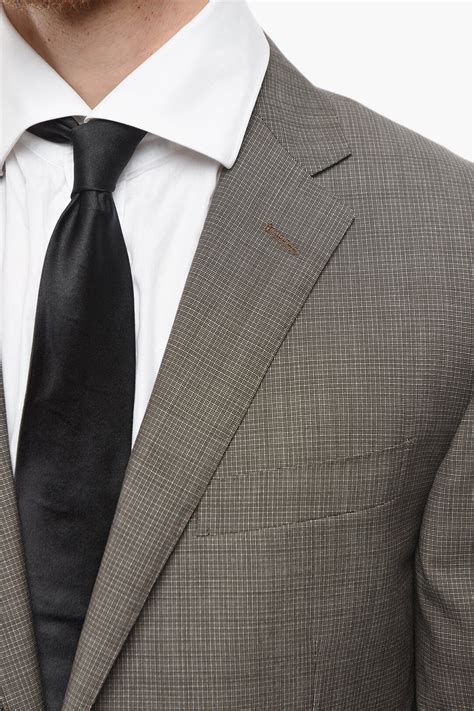 Corneliani Virgin Wool Academy Pin Check Suit Men Glamood Outlet