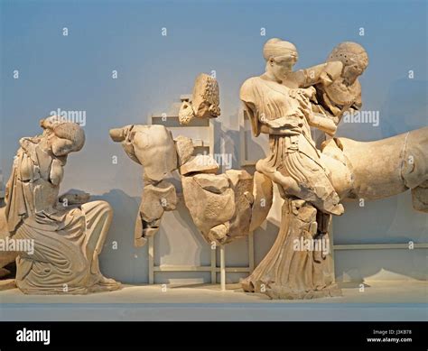 Battle Of Lapiths And Centaurs Sculptures From Temple Of Zeus In The