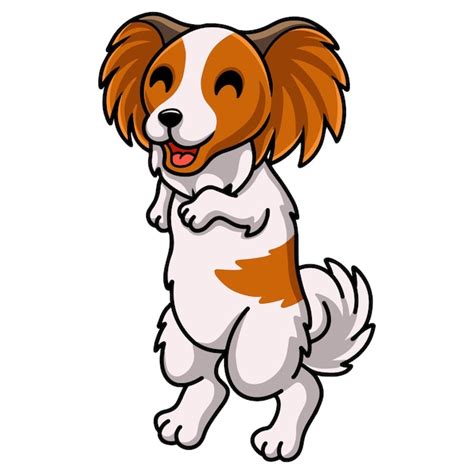 Dessin Anim Mignon Chien Papillon Debout Vecteur Premium