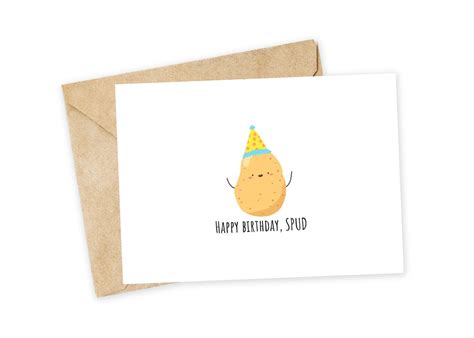 Happy Birthday Spud Potato Greeting Card Funny Birthday Card Kanye