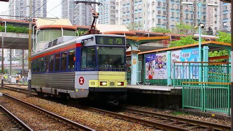 Mtr Light Rail Transit Lrt Train At Tuen Mun Hong Kong Stock Footage