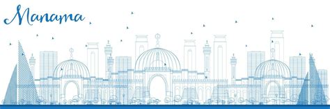 Outline Manama Skyline With Blue Buildings 9252243 Vector Art At Vecteezy