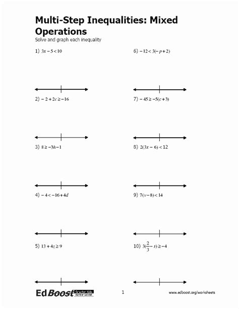 Solve Two Step Inequalities Worksheets