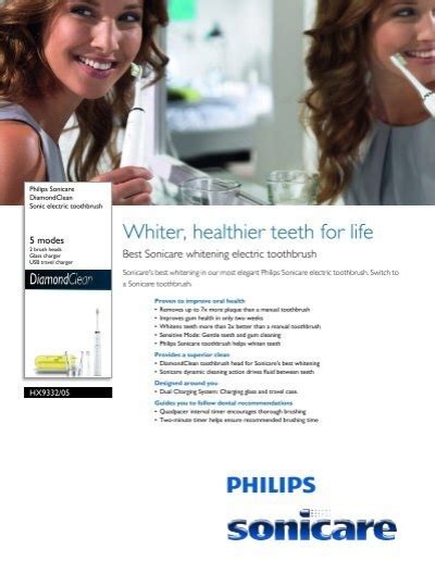 Philips Sonicare Diamondclean Sonic Electric Toothbrush Leaflet Aen