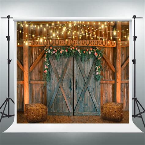 Vidmot Rustic Barn Backdrop For Photography Wooden Barn Door Background