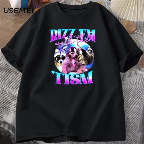 Rizz Em With The Tism Funny T Shirt Men Vintage Raccoon Bootleg T Shirt