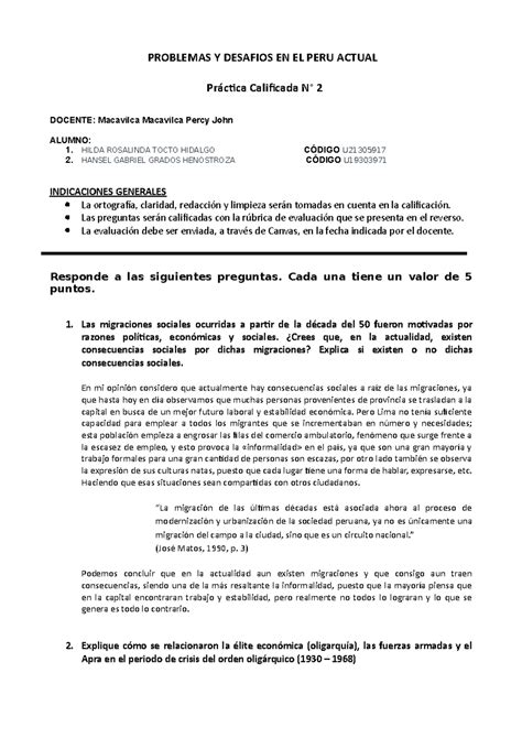 S06.s1 - Practica calificada 2 - PROBLEMAS Y DESAFIOS EN EL PERU ACTUAL
